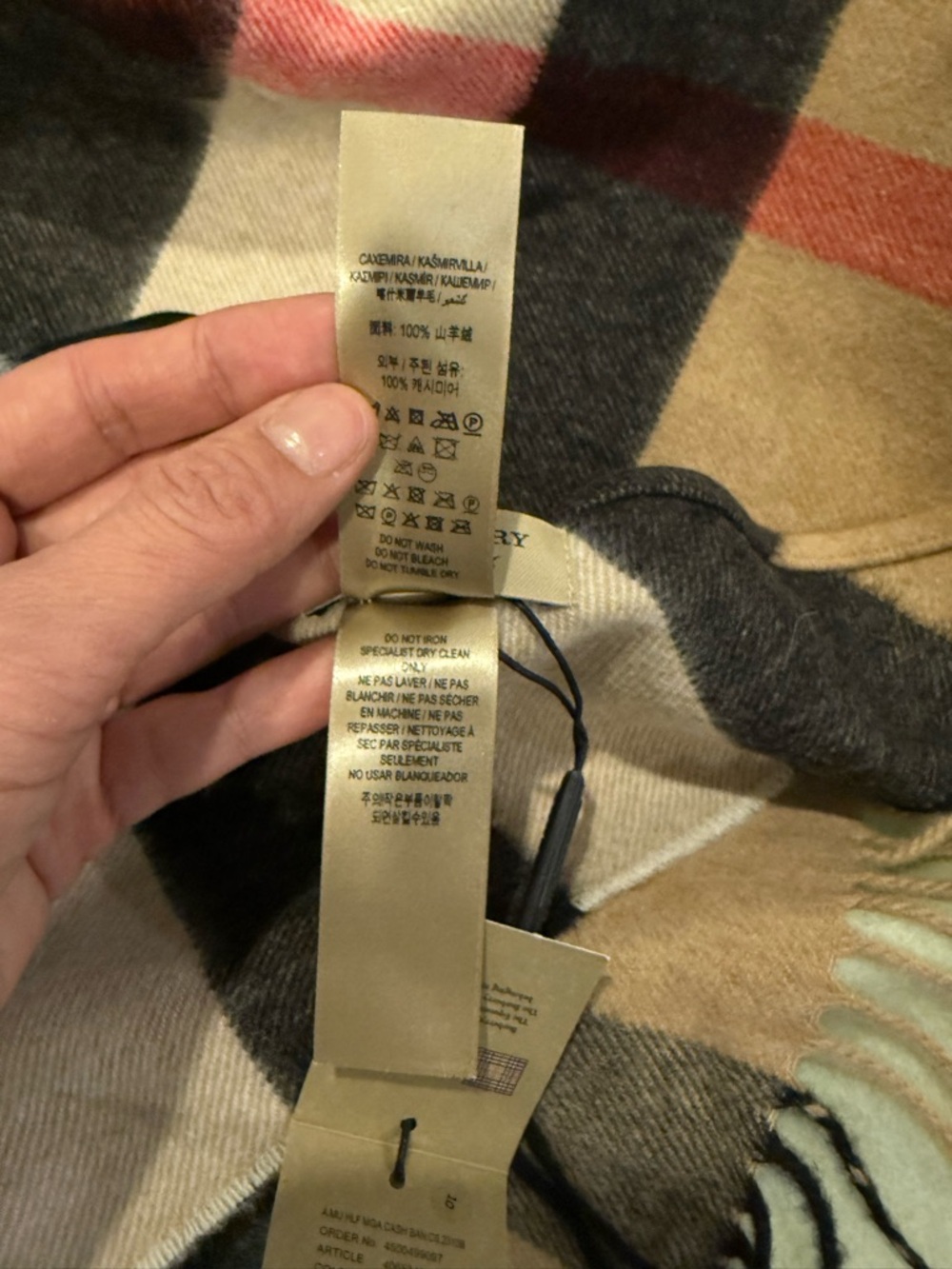 NWT. Burberry Half Mega Check Cashmere Fringe Bandana Scarf - Picture 11 of 11